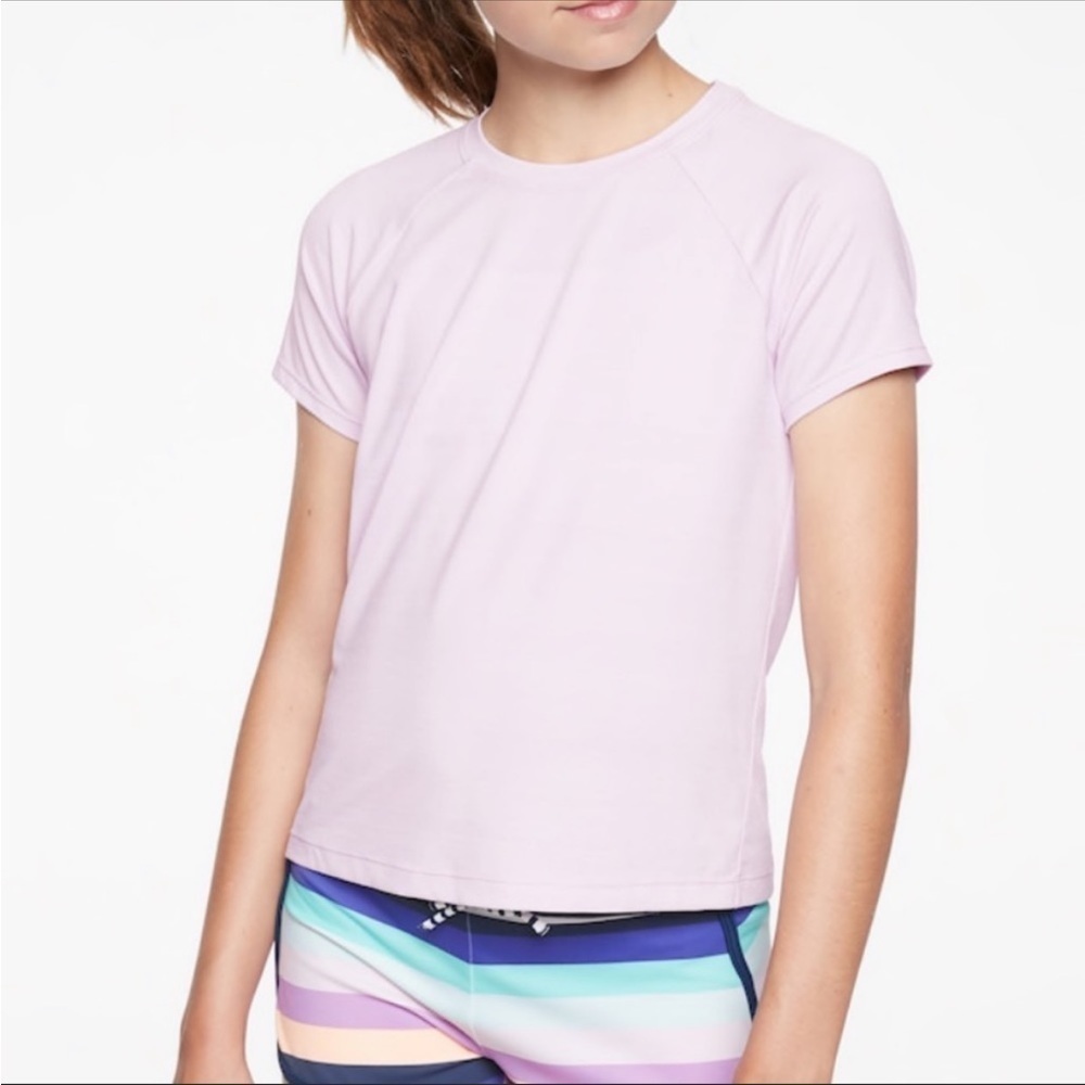 Athleta Girl Short Sleeve Top Blush Pink Sz L / 12